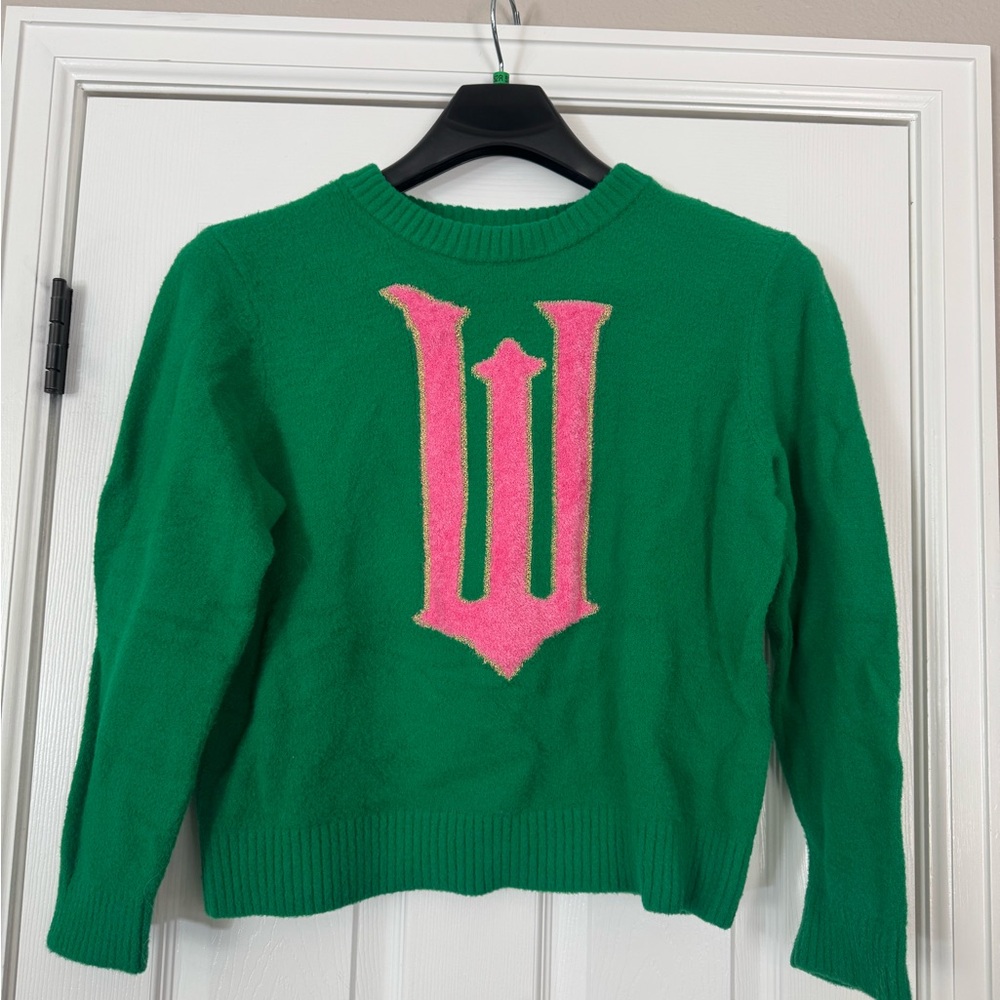 Wicked by Paul Tazewell x Target "W" graphic green sweater Small like new